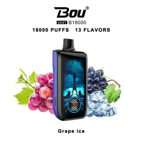 Vaper desechable Bou Vast 18000 puffs Grape ice 0mg