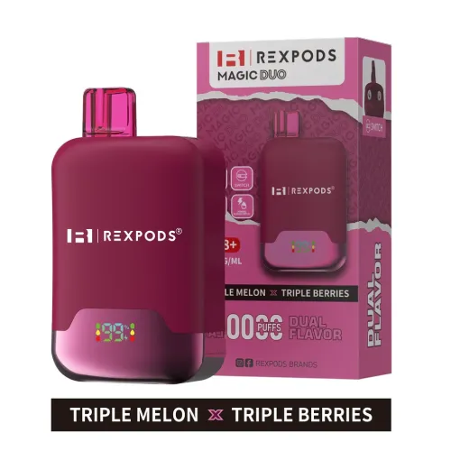 Vaper Desechable Doble Sabor, Rexpods 20000 Puffs Triple Melon × Triple Berries