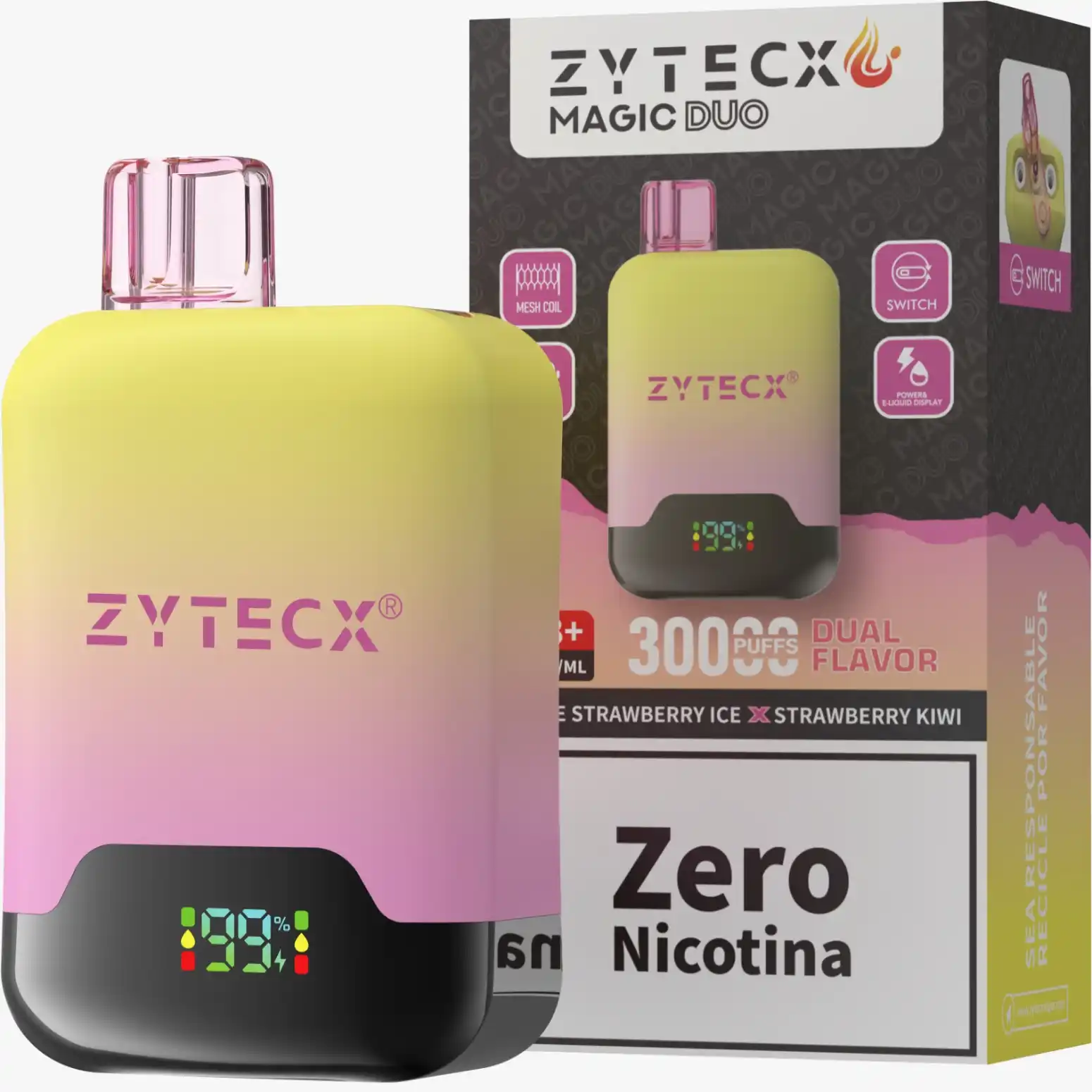 Vaper Desechable Doble Sabor Zytecx Magic Duo 30000 Puffs Strawberry Raspberry X Strawberry Kiwi