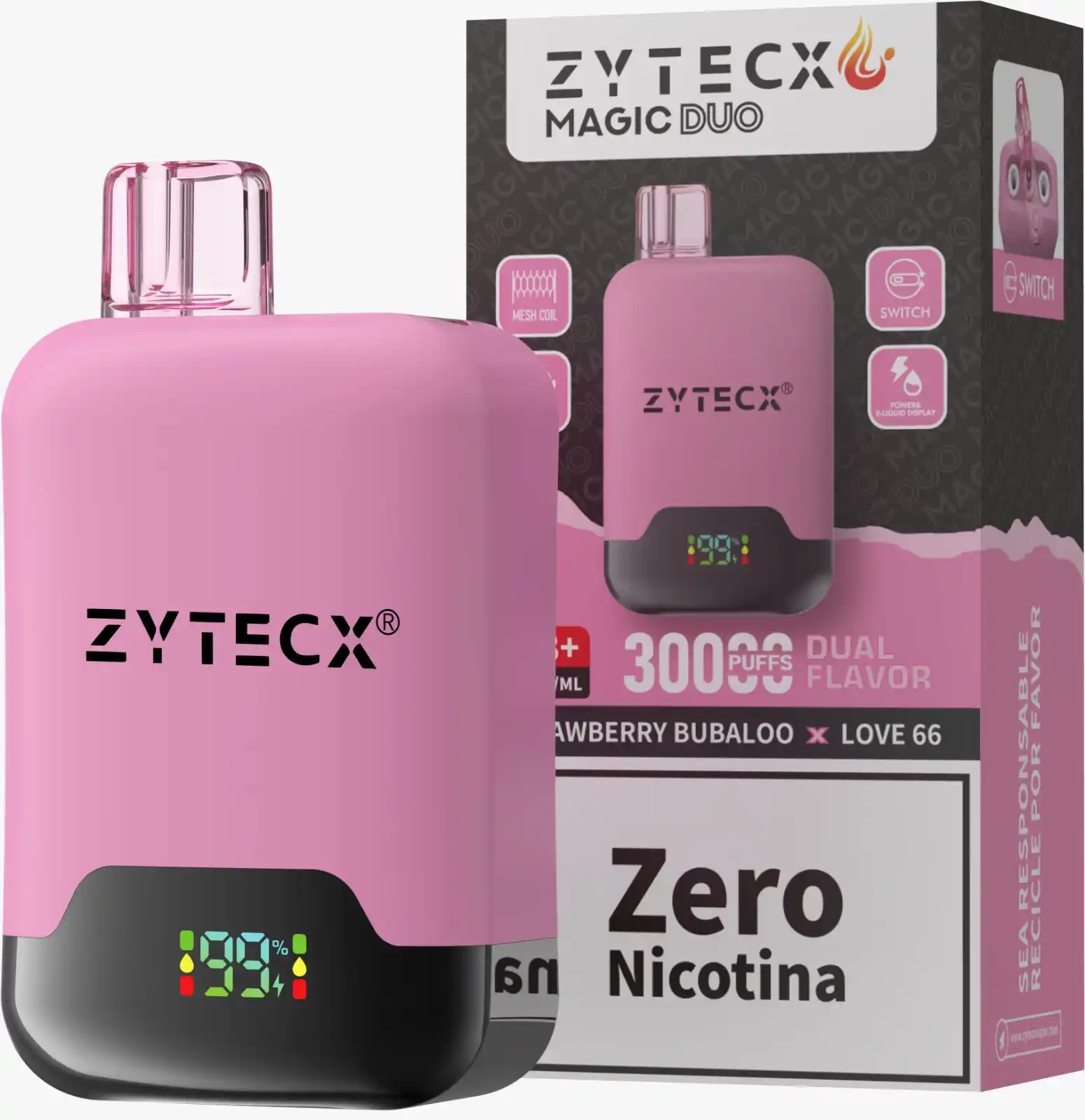 Vaper desechable 30000 puffs . Vaper desechable Zytecx Magic Duo 30000 Puffs Strawberry Bubaloo x Love 66