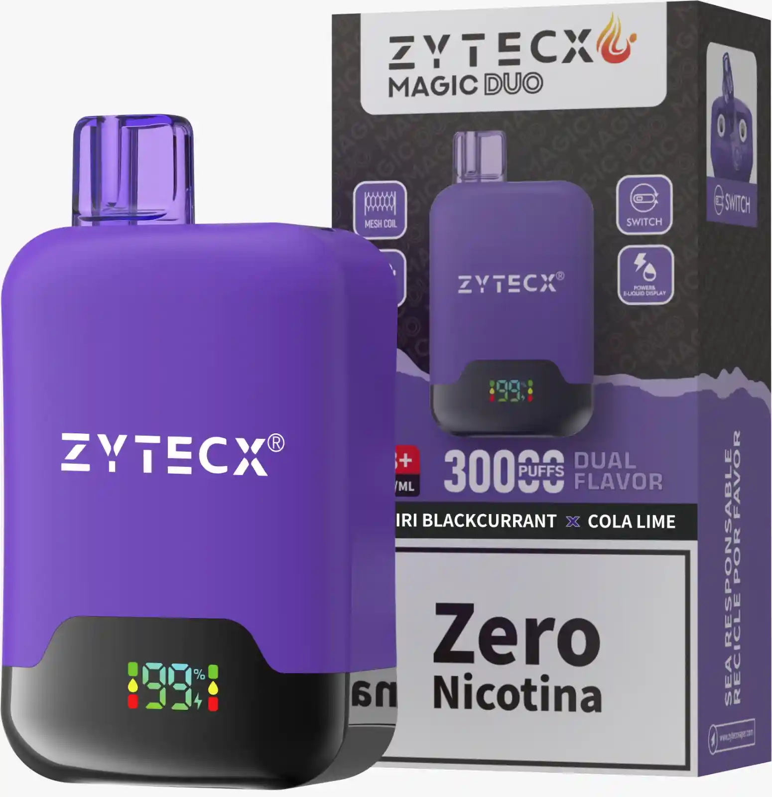 Zytecx Vaper Doble Sabor 30000 Puffs Daiquiri Blackcurrant x Cola Lima