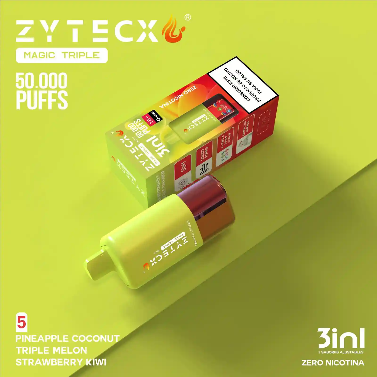 Zytecx Vaper Triple Sabor 50000 puffs Pineapple Coconut x Triple Melon x Strawberry Kiwi