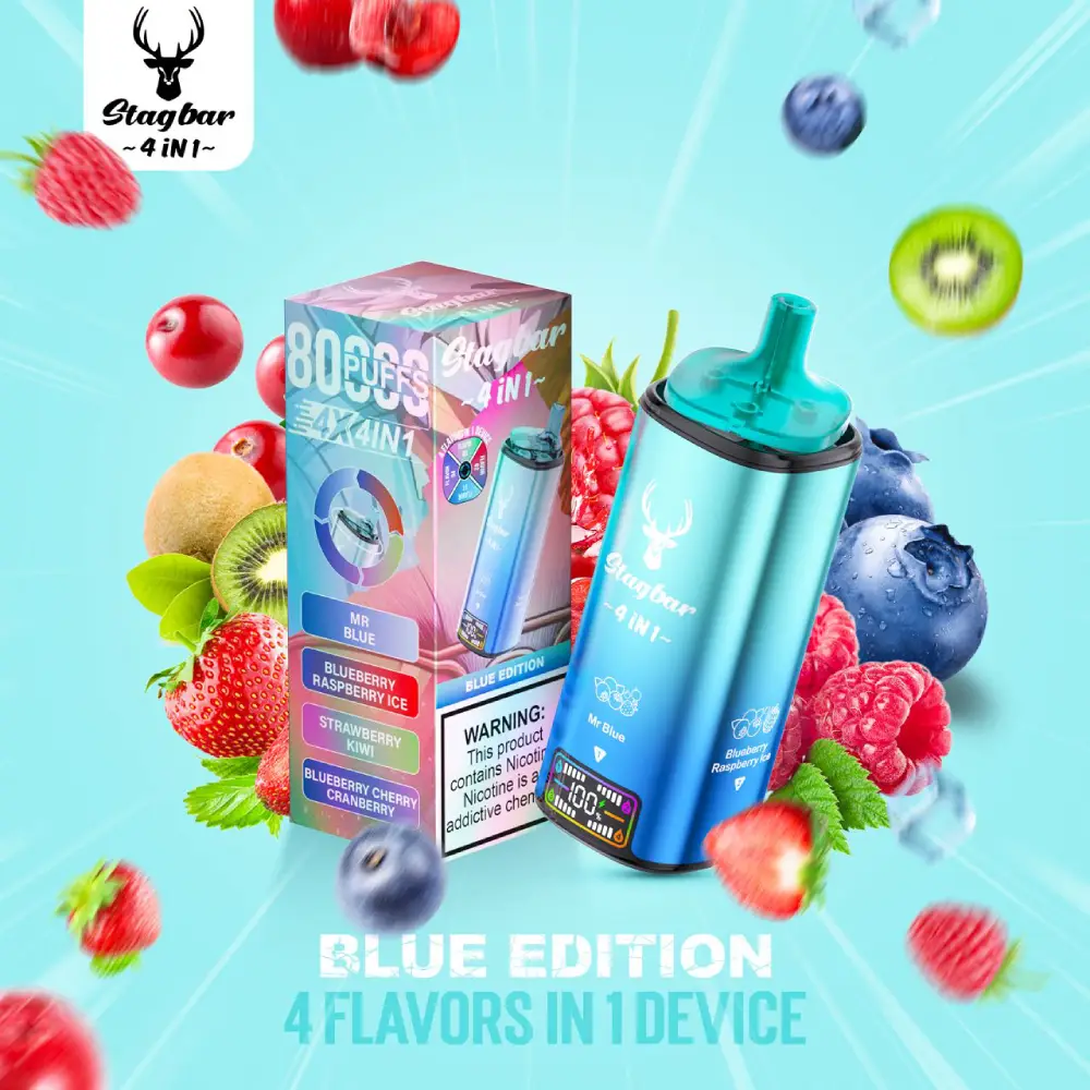 STAG BAR 4 Sabores en 1 Blue Edition Vaper Desechable 80000 Puffs