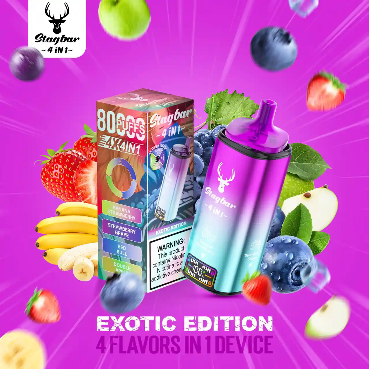 Vaper Desechable 4 Sabores STAGBAR 80K Puffs Exotic Edition