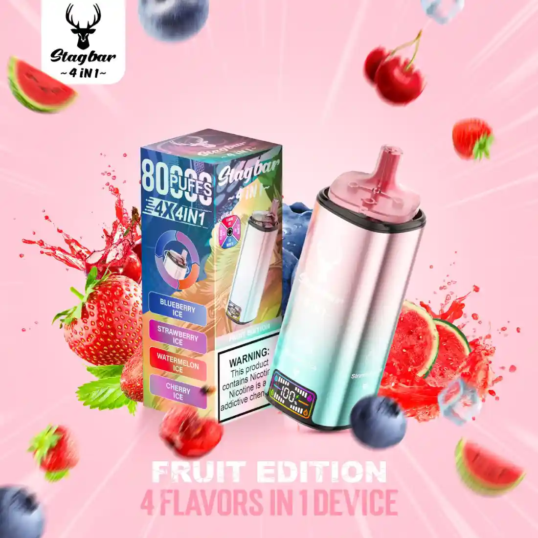 Vaper desechable 4 sabores en 1 dispositivo. STAG BAR Fruit edition 4 sabores en 1 Vaper 80000 puffs