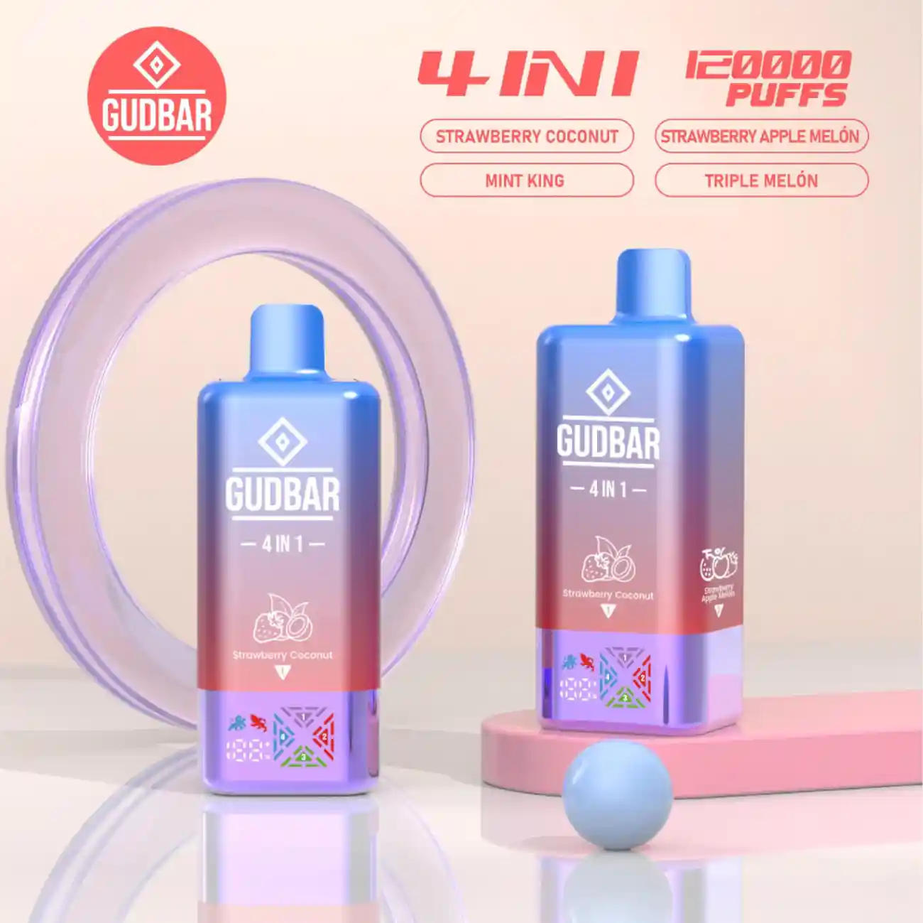 Gudbar Vaper Desechable 4 Sabores en 1 Dispositivo 120000 Puffs