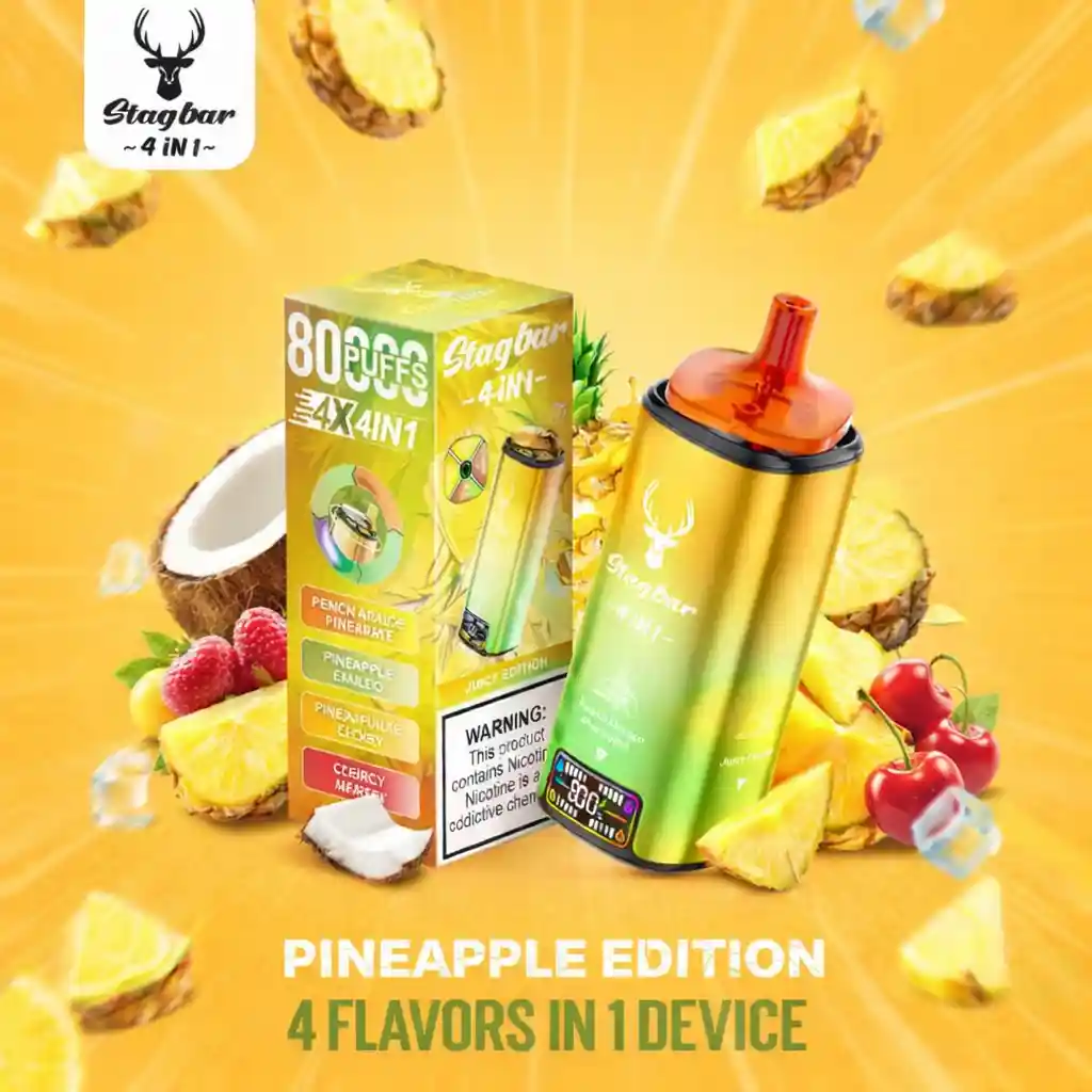 STAG BAR Vaper Desechable 4 Sabores en 1 Dispositivo 80000 Puffs Pineapple Edition