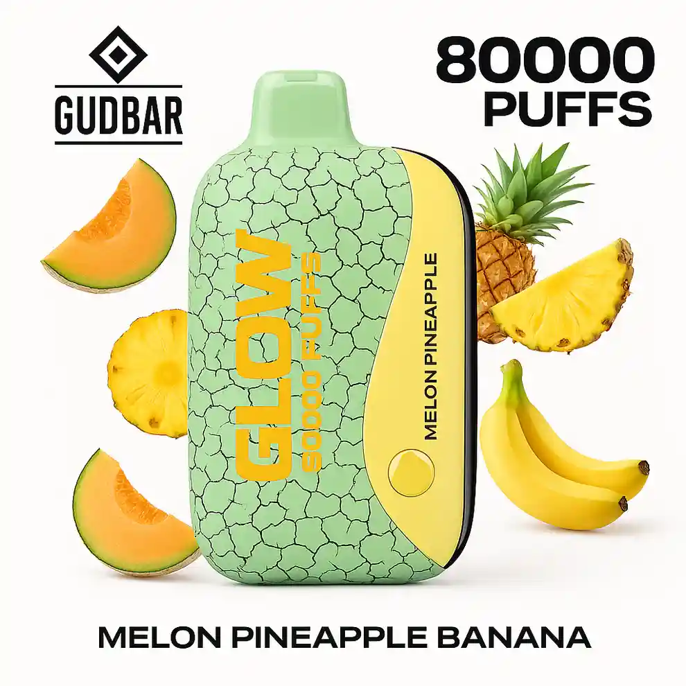compra el nuevo vaper desechable Gudbar Glow 80000 Puffs Melon Pineapple Banana con modo sin humo