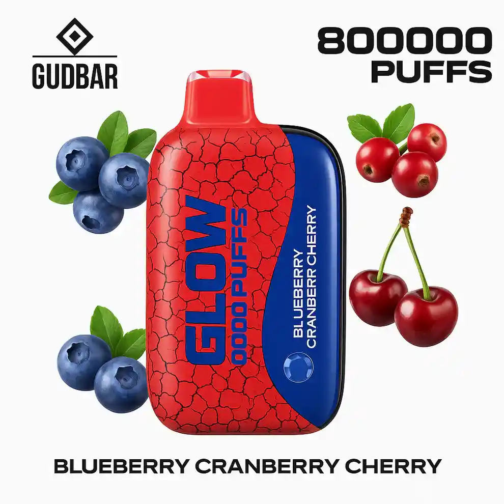 Gudbar Glow 80000 Puffs Blueberry Cranberry Cherry 0mg – Vaper Desechable con Modo Sin Humo