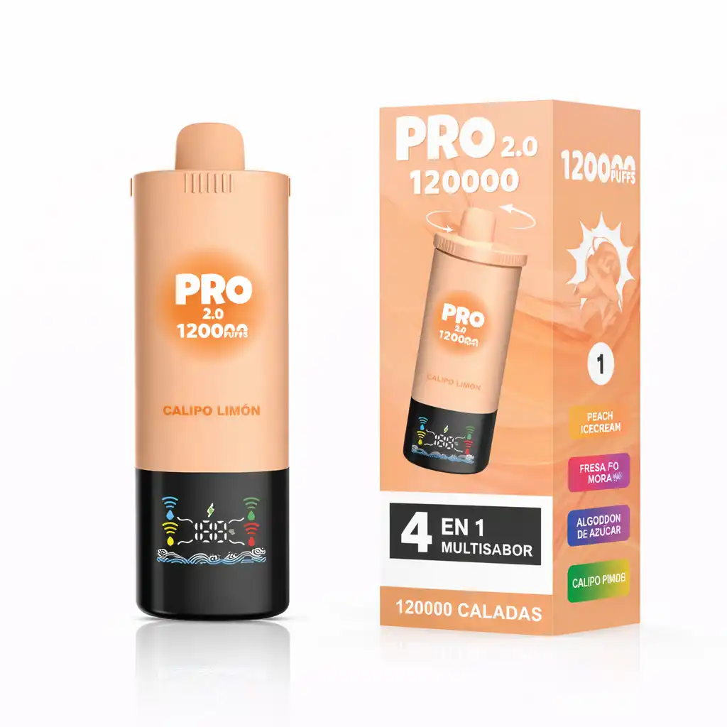 Pro 2.0 120000 Puffs Vaper 4 Sabores en 1 Dispositivo Calipo Limon. Vaper 4 sabores en 1 dispositivo 120000 puffs