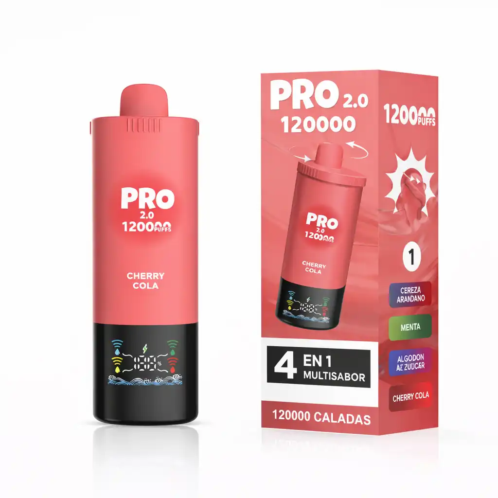 Pro 2.0 120000 Puffs Vaper 4 Sabores en 1 Dispositivo Cherry Cola , vaper 4 sabores en 1 dispositivo 120000 puffs