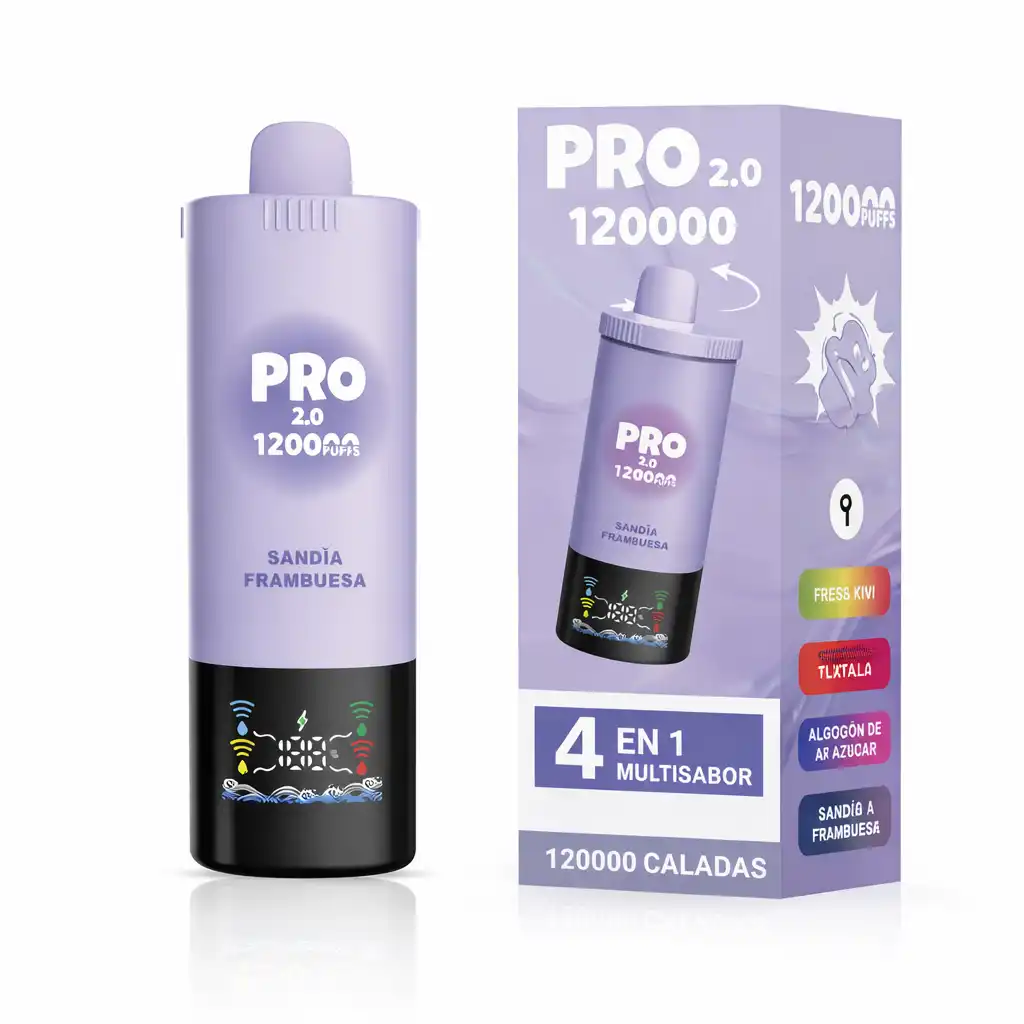 Pro 2.0 120000 Puffs Vaper 4 Sabores en 1 Dispositivo Sandía Frambuesa . Vaper 4 en un dispositivo 120000 puffs