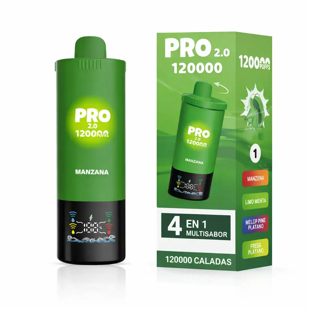 Pro 2.0 120000 Puffs Vaper 4 Sabores en 1 Dispositivo manzana . vaper 4 sabores en 1 dispositivo 120000 puffs