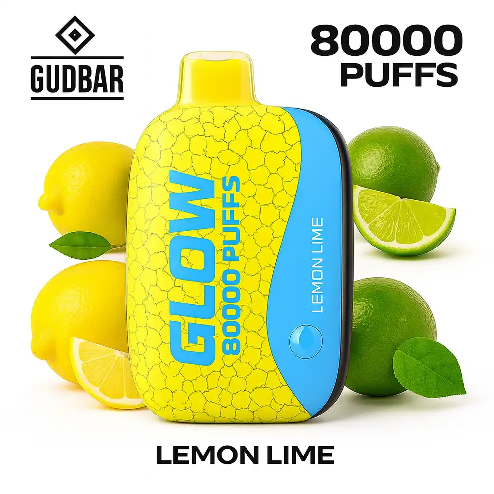 Gudbar Glow 80000 Puffs Lemon Lime 0mg – Vaper Desechable con Modo Sin Humo
