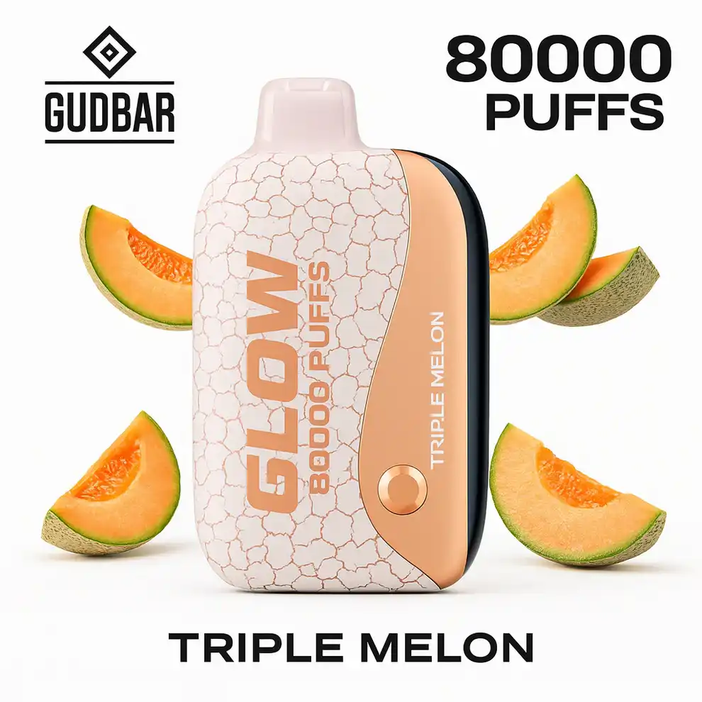 Gudbar Glow 80000 Puffs Triple Melon 0mg – Vaper Desechable con Modo Sin Humo