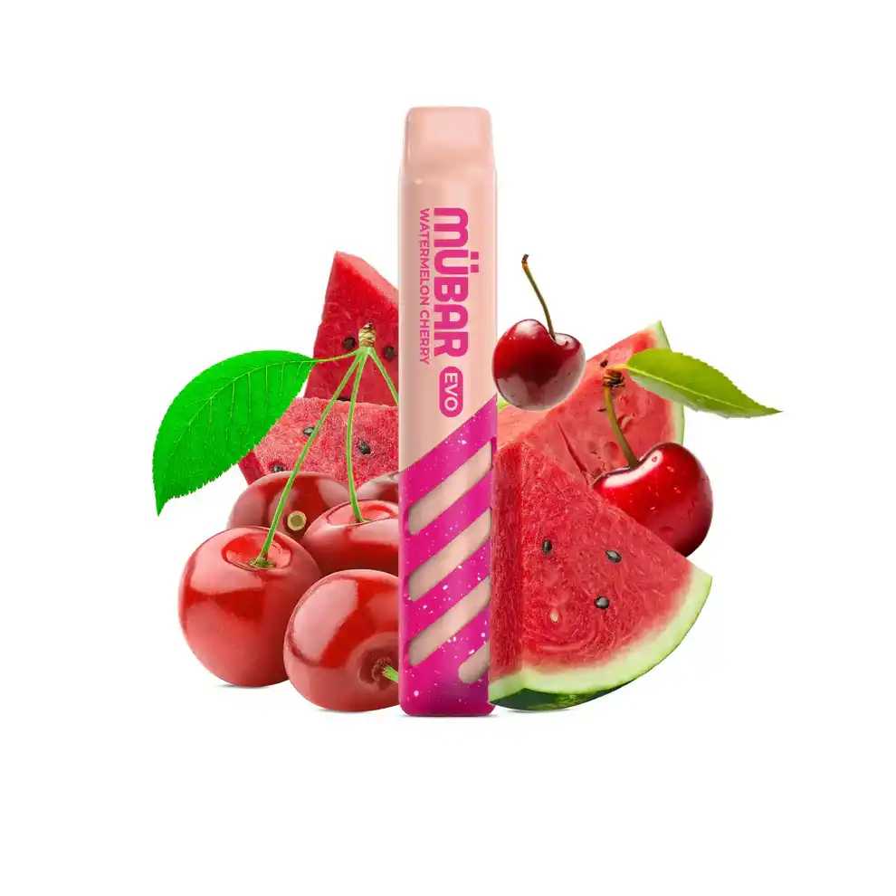 Vaper Desechable Mübar Evo 800 puffs Puffs Watermelon Cherry con nicotina