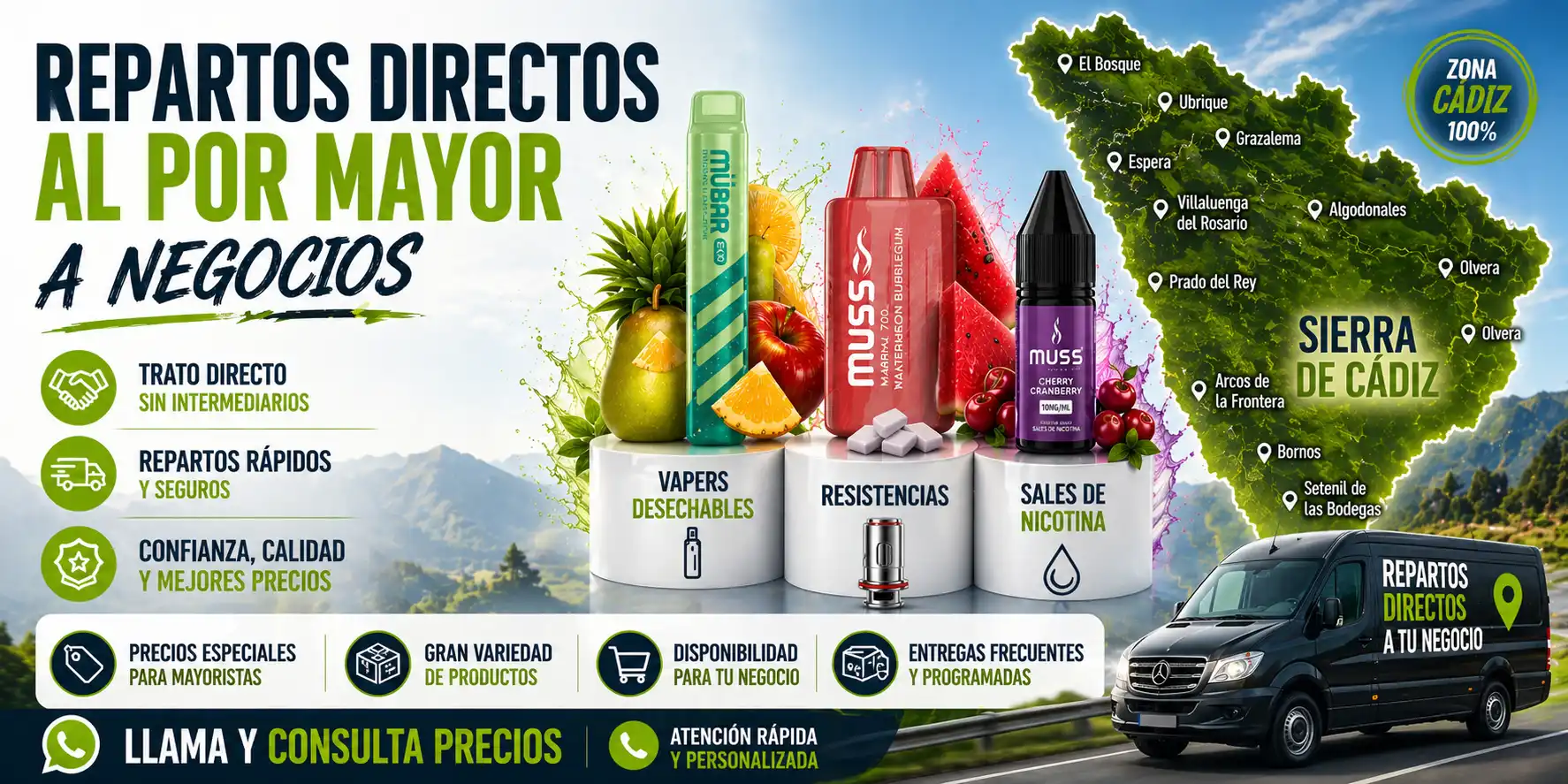 Venta al por mayor de vapers en la sierra de cadiz , venta de vapers al por mayor a negocios