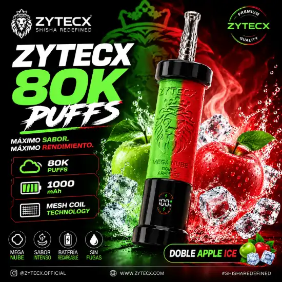 vaper desechable Zytecx Mega Nube Shisha 80000 Puffs Doble Apple Ice