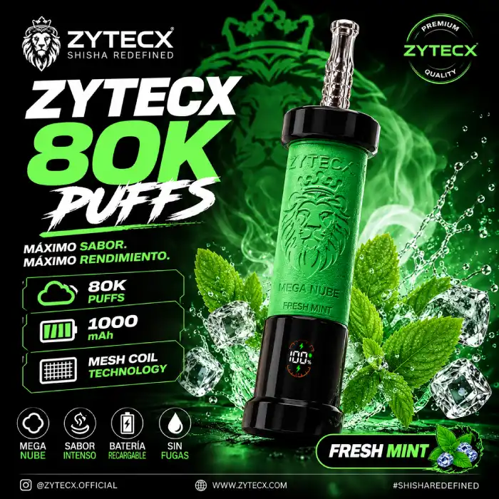 Zytecx Mega Nube Shisha 80000 Puffs Fresh Mint