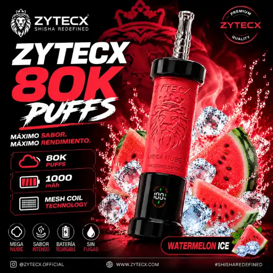 vaper desechable Zytecx Mega Nube Shisha 80000 Puffs Watermelon Ice